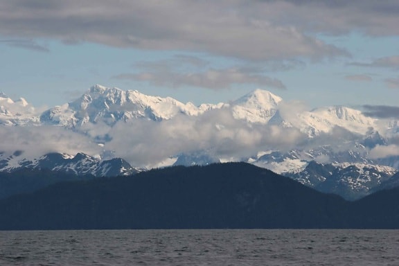 loin, les montagnes, Valdez, bras, Alaska