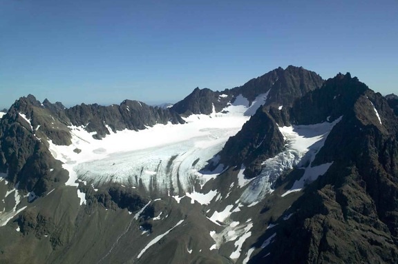 aerial, photography, mountain, glacier, landscape, snow