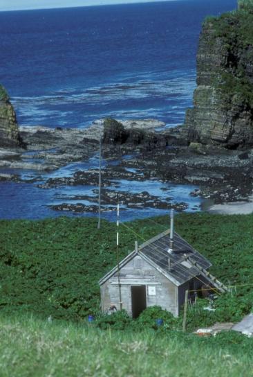 Agattu, ilha, refúgio, cabine, Aleutians