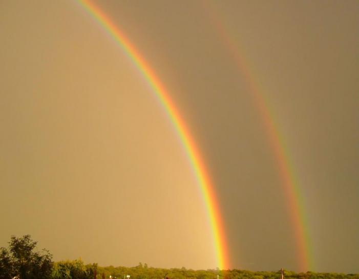 emas, rainbow, langit