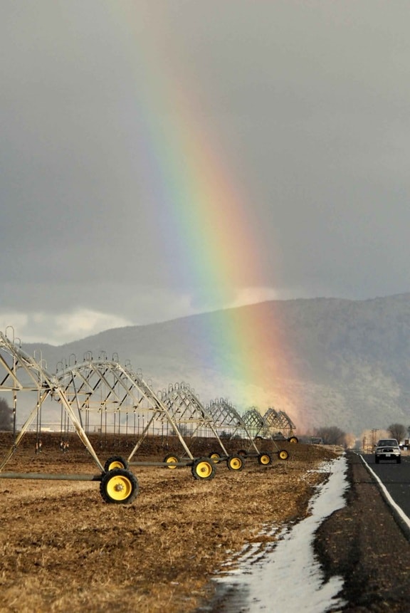 rainbow, arches, irrigation, wheel, line