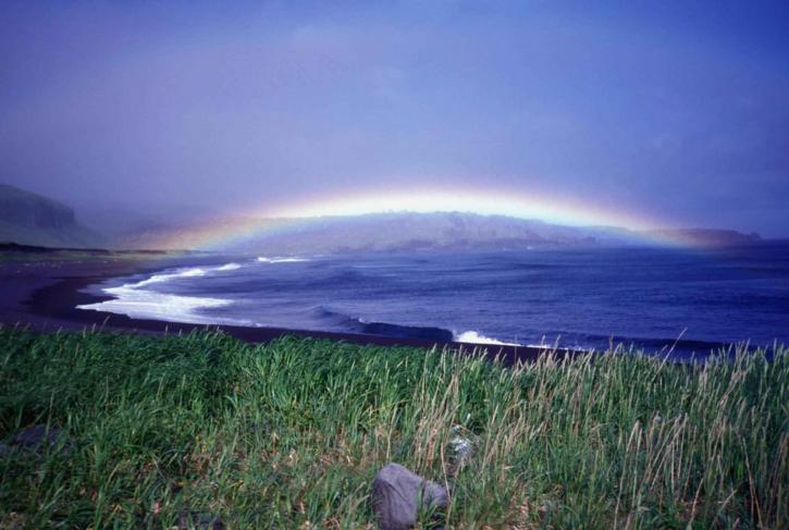 Seguam, isla, arco iris, lava, punto