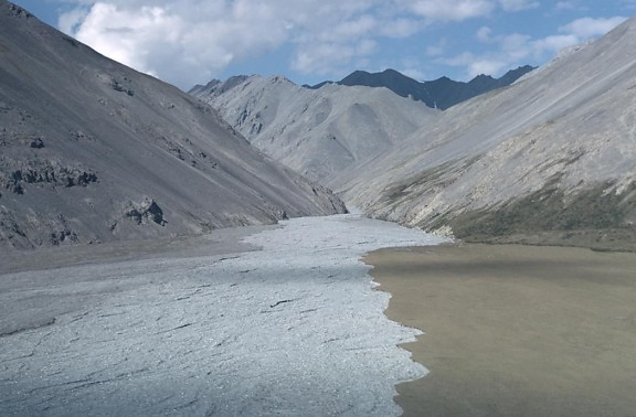 chandalar, river, flowing, mountains
