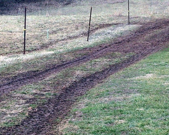 muddy, farm, road
