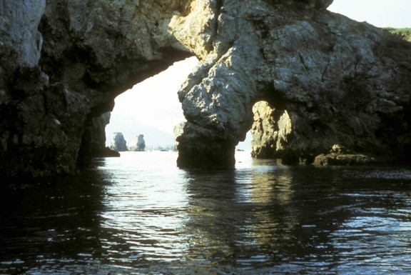 poltava, island, arches, water, stone, formation