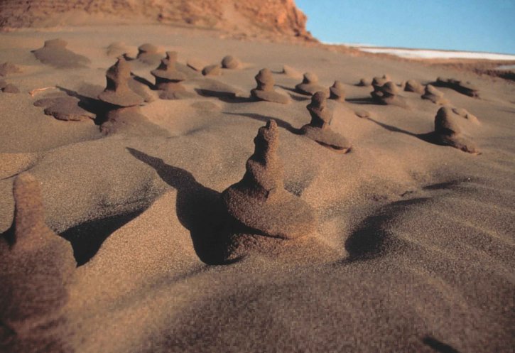 intéressants, formes, formées, sable, plages, dunes