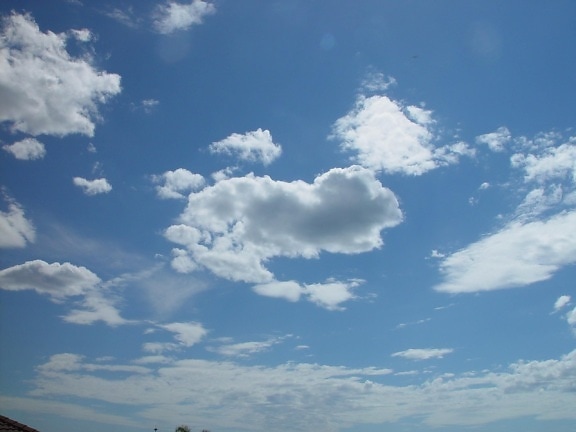 Currambine, skyscape, szétszórt, felhők, kék, ég