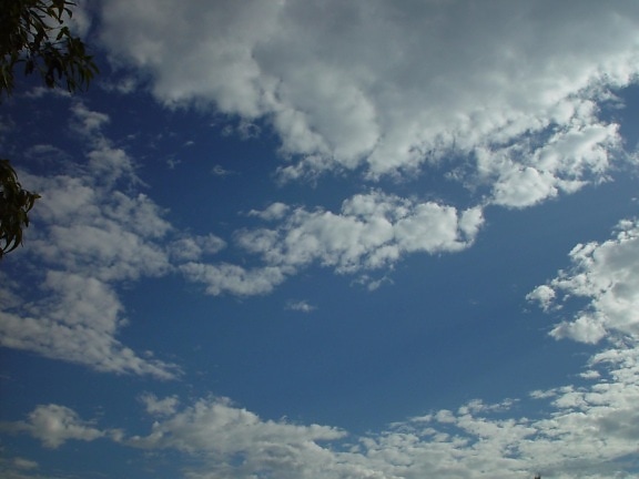 shaped, piece, sky, between, clouds