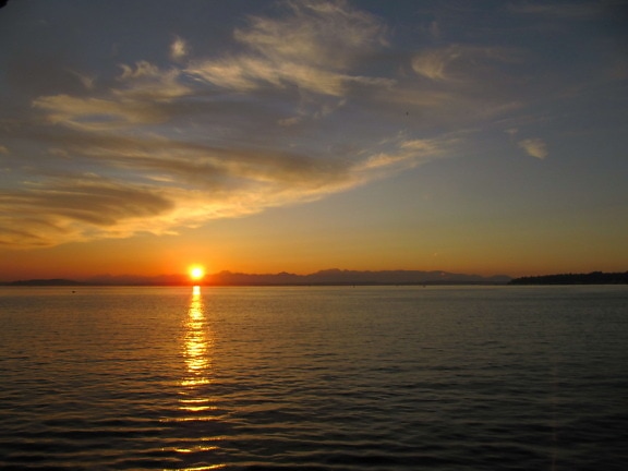 sunrise, water, Seattle