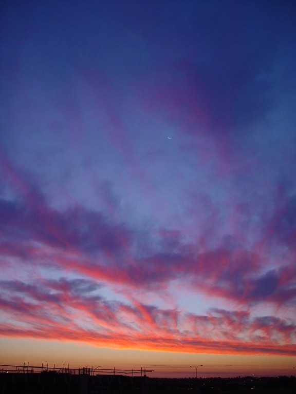 Currambine, coucher de soleil, jet, nuages, occidental, Australie