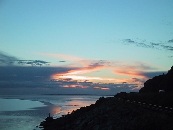 Západ slunce, Aljaška, oceán