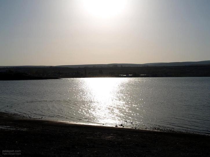 solnedgang, sommer, innsjøen vann refleksjon, søn