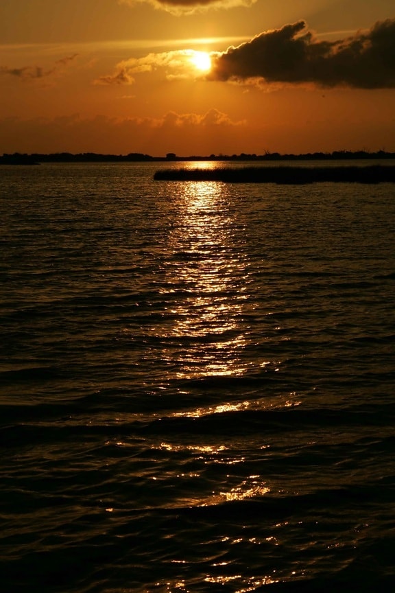 sunset, water