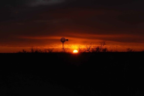 Ανεμόμυλος, silhouetted, ηλιοβασίλεμα