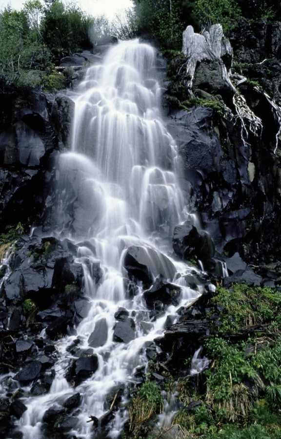 panoramica, a sfioro, cascata, fotografato, centrale, Oregon