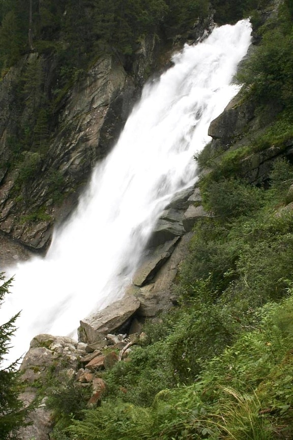 nature, waterfall, peak