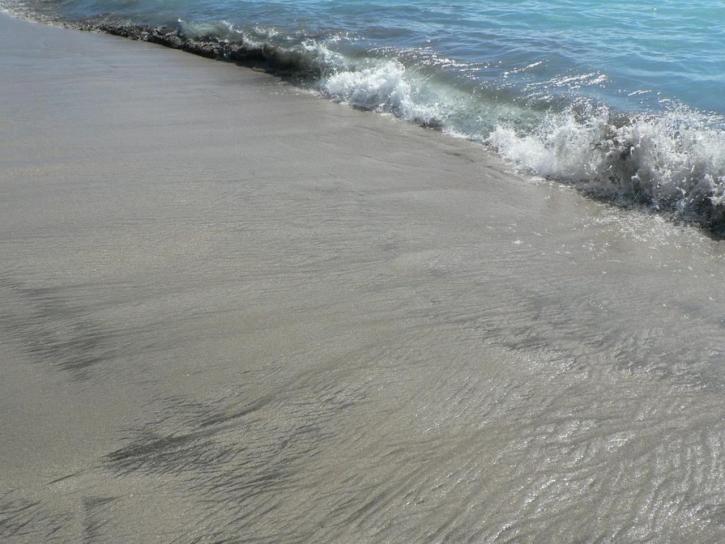 Ocean bølge, mødes, sand, strand