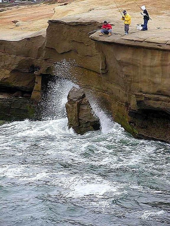 waves, cliffs