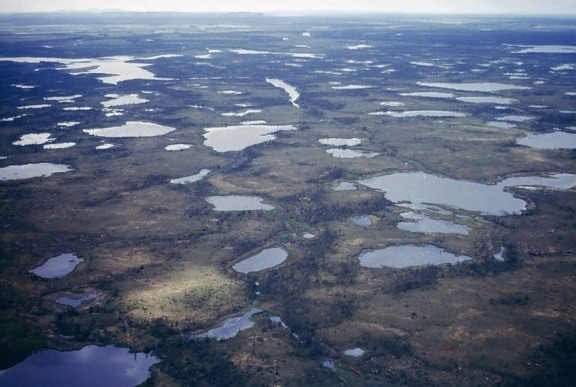 several, lakes, wetland, aerial perspective
