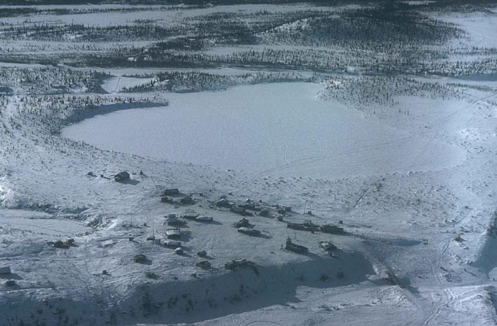 aerial, Arctic, village, adjacent, Arctic, wilderness, refuge