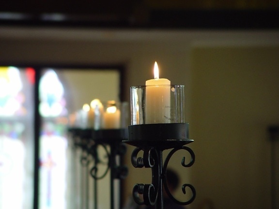 candles, windows, candlestick, interior decoration, cast iron
