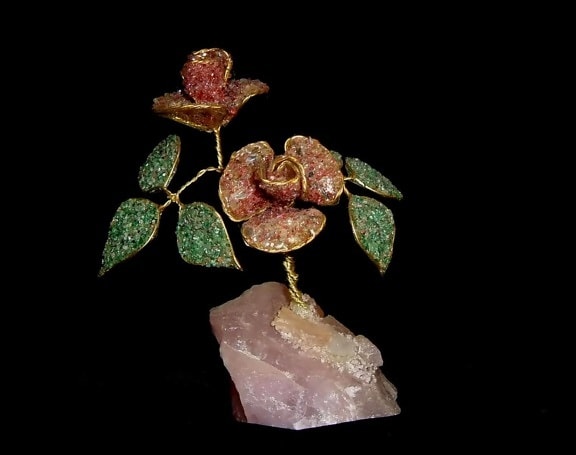 crystal, rose, dark, background