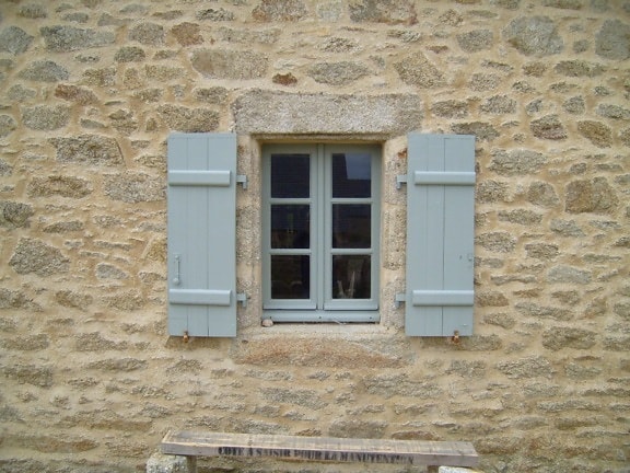 starožitný, windows, kamenné, dům