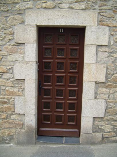 marrón, puerta, de granito, de la pared