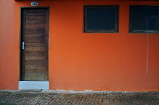 Holz, Türen, Fenster, Haus, orange, Fassade