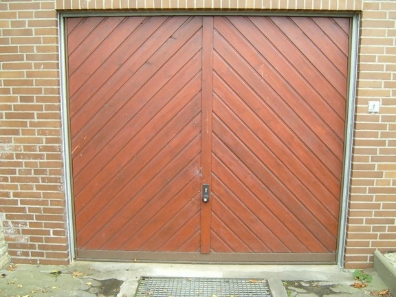 madera, garaje, puerta