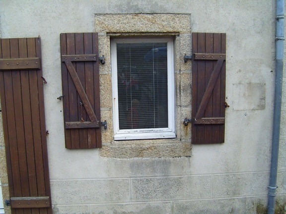 madera, viejo, formado, ventana