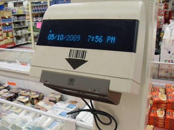 vieux, prix, scanner, supermarché