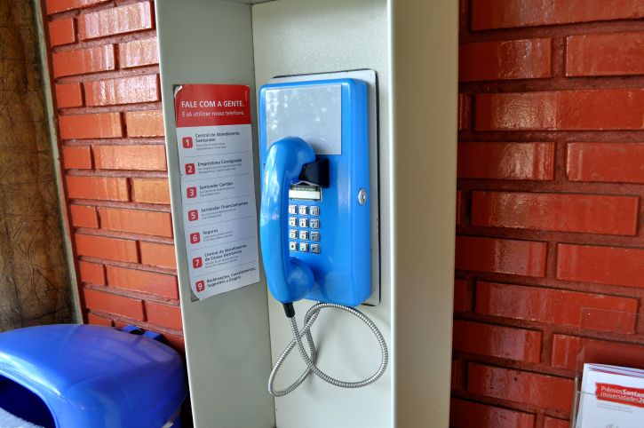 blauw, telefoon, muur