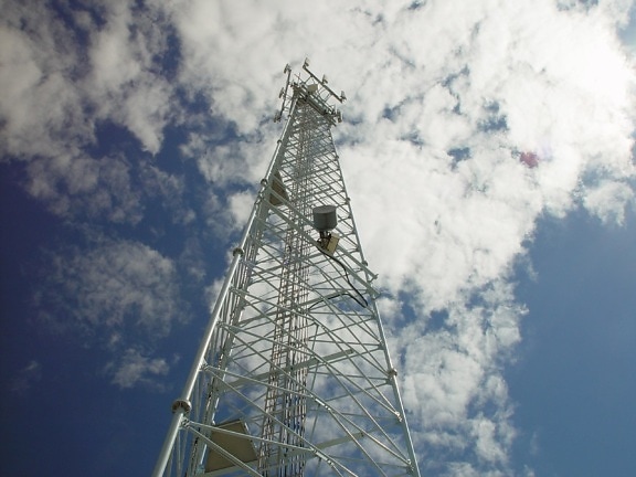 communications, tower, reaching, clouds