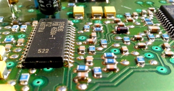 motherboard, conductors, chips