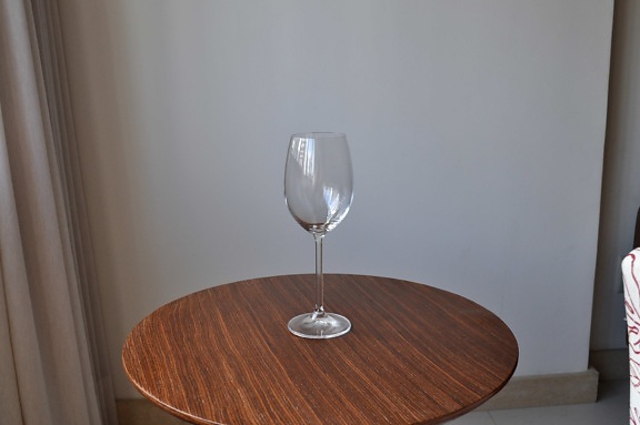 empty, vine, glass, wooden, table