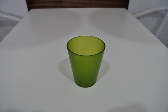 verde, vetro, tazza, bianco, tavolo