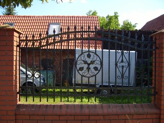 metal, fence, yard
