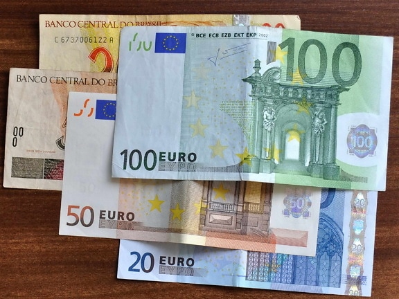 Euro banknotes, different paper money, cash