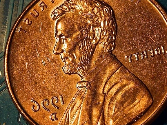 Penny, centavos, cobre, Lincoln, moeda, macro