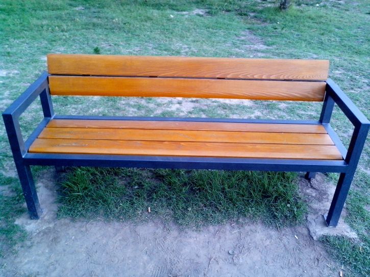 new, wooden, bench, park
