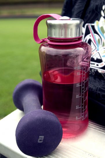 red, plastic, water, bottle, sport, purple, dumbbells