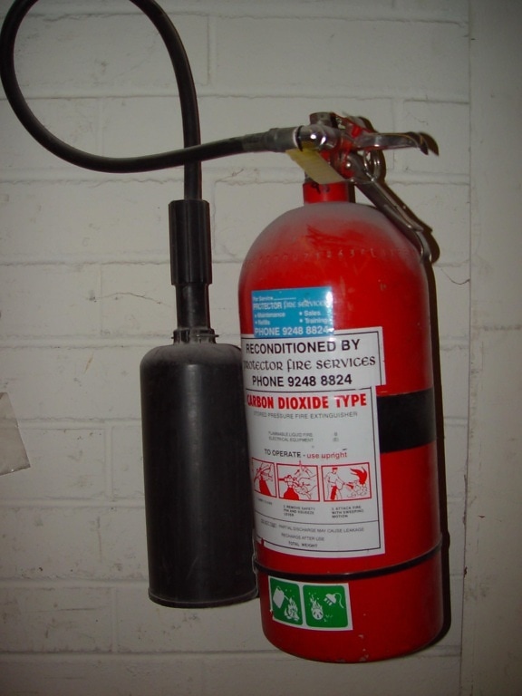 red, carbon, dioxide, fire, extinguisher