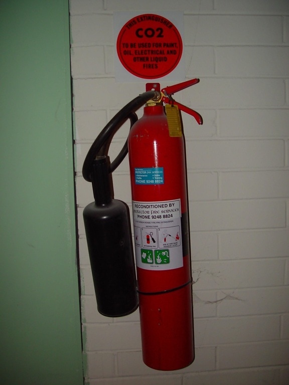 red, high, capacity, carbon, dioxide, fire, extinguisher