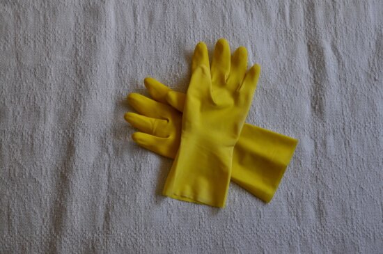 rubber, gloves, white background