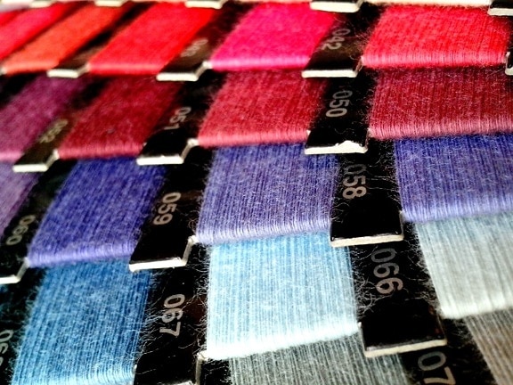 rosso, blu, viola, colorato, filo per cucire