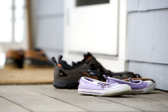 shoes, front door, doormatt, house