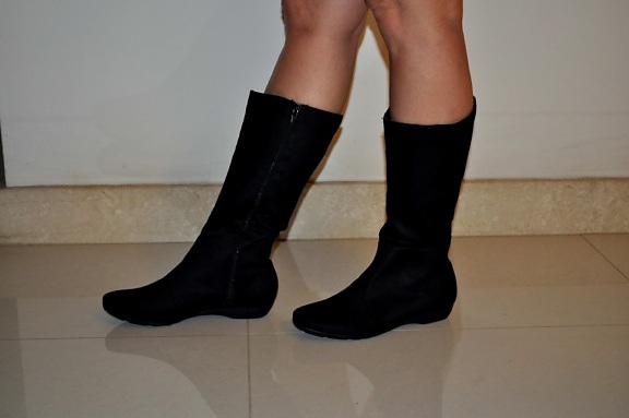 woman, wearing, black, shoes, legs