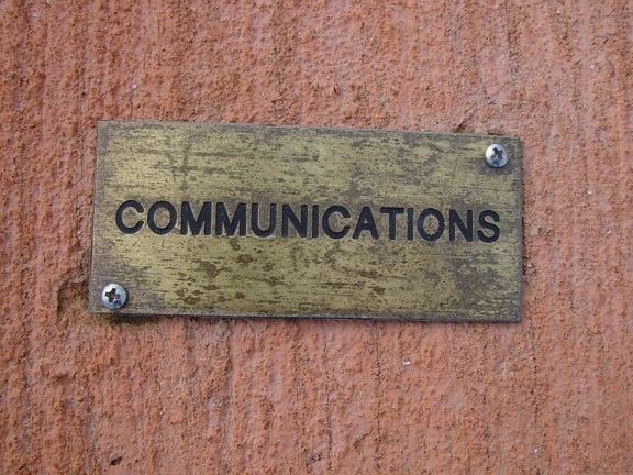 brass, plaque, concrete, communications