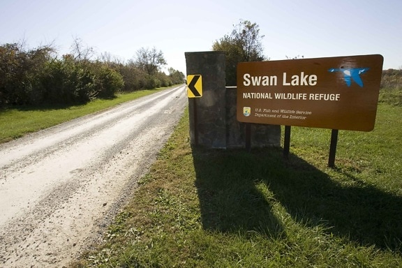 entrance, sign, swan, lake